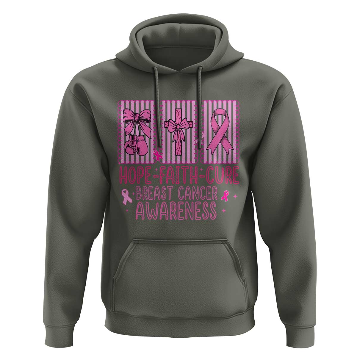 Hope Faith Cure Breast Cancer Awareness Hoodie Pink Ribbon Survivor Support Gift