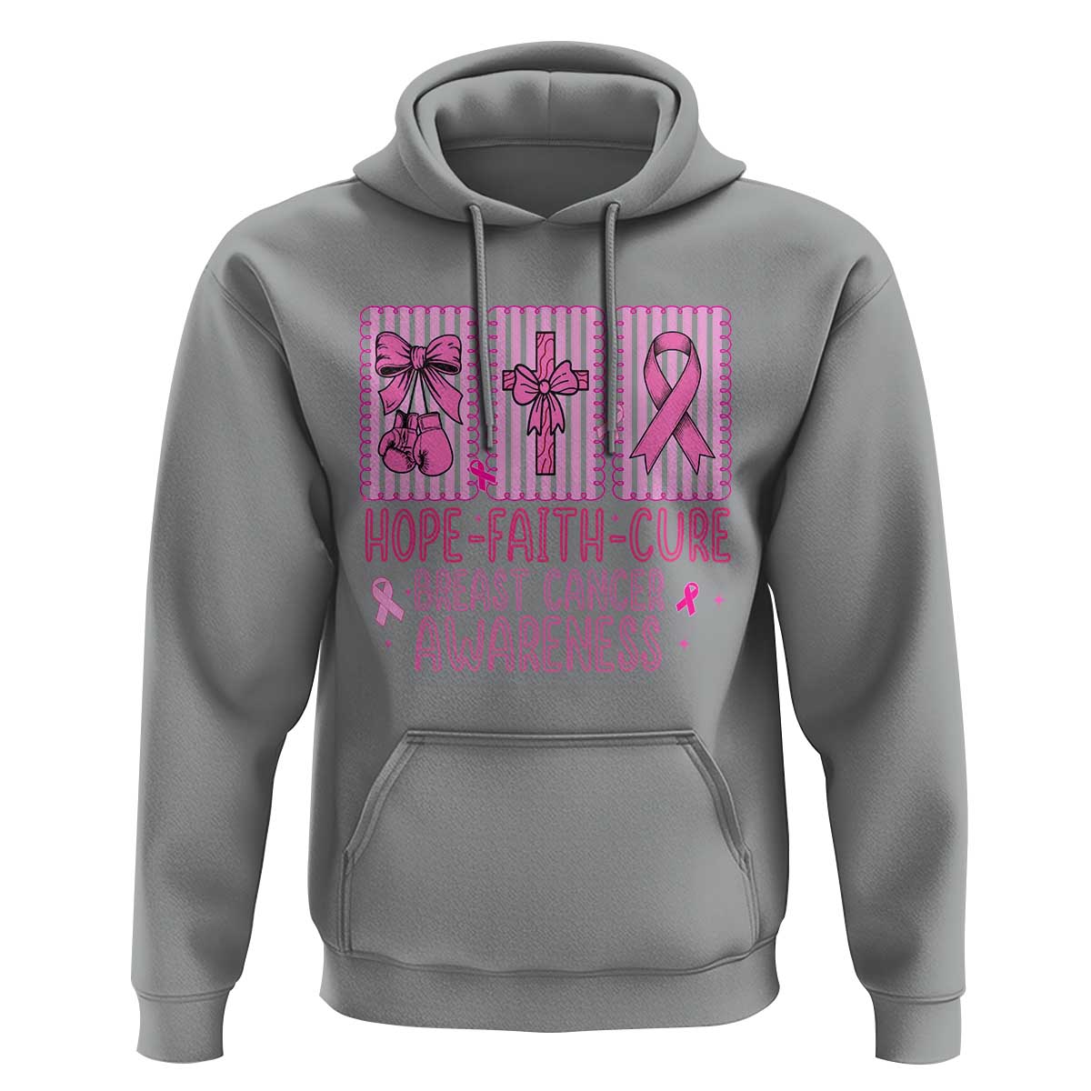 Hope Faith Cure Breast Cancer Awareness Hoodie Pink Ribbon Survivor Support Gift