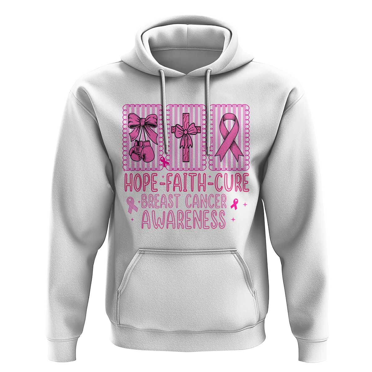 Hope Faith Cure Breast Cancer Awareness Hoodie Pink Ribbon Survivor Support Gift