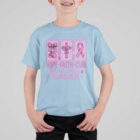 Hope Faith Cure Breast Cancer Awareness T Shirt For Kid Pink Ribbon Survivor Support Gift