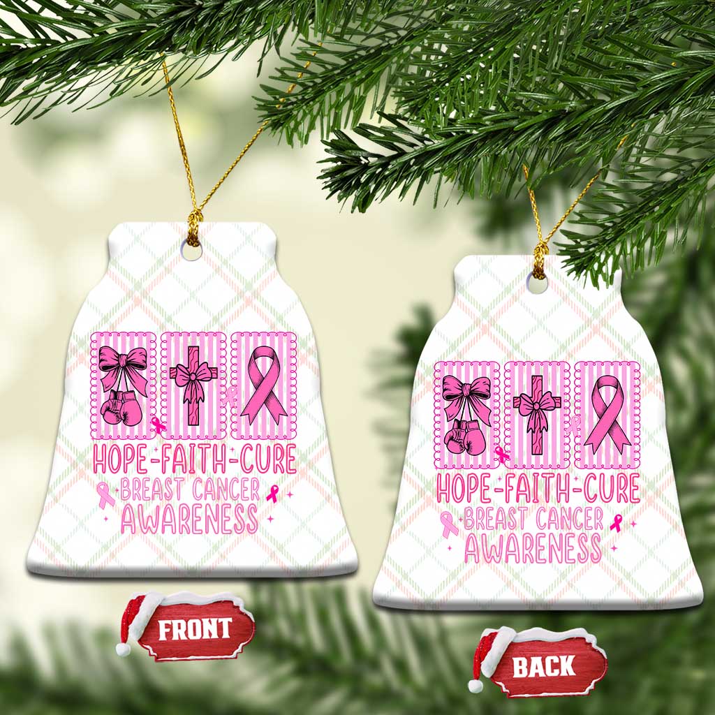 Hope Faith Cure Breast Cancer Awareness Ceramic Ornament Pink Ribbon Survivor Support Gift
