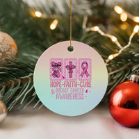 Hope Faith Cure Breast Cancer Awareness Ceramic Ornament Pink Ribbon Survivor Support Gift