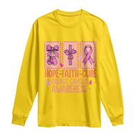 Hope Faith Cure Breast Cancer Awareness Long Sleeve Shirt Pink Ribbon Survivor Support Gift