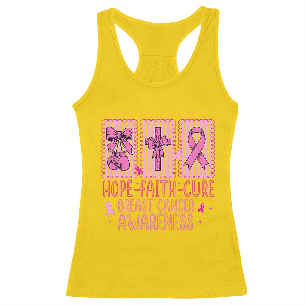 Hope Faith Cure Breast Cancer Awareness Racerback Tank Top Pink Ribbon Survivor Support Gift