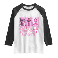 Hope Faith Cure Breast Cancer Awareness Raglan Shirt Pink Ribbon Survivor Support Gift