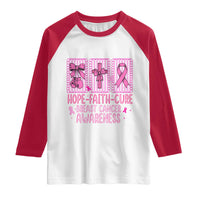 Hope Faith Cure Breast Cancer Awareness Raglan Shirt Pink Ribbon Survivor Support Gift