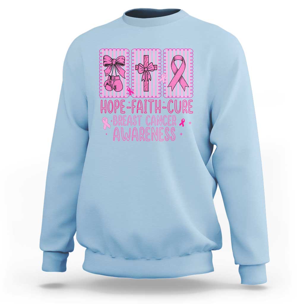 Hope Faith Cure Breast Cancer Awareness Sweatshirt Pink Ribbon Survivor Support Gift