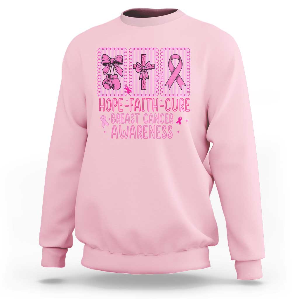 Hope Faith Cure Breast Cancer Awareness Sweatshirt Pink Ribbon Survivor Support Gift