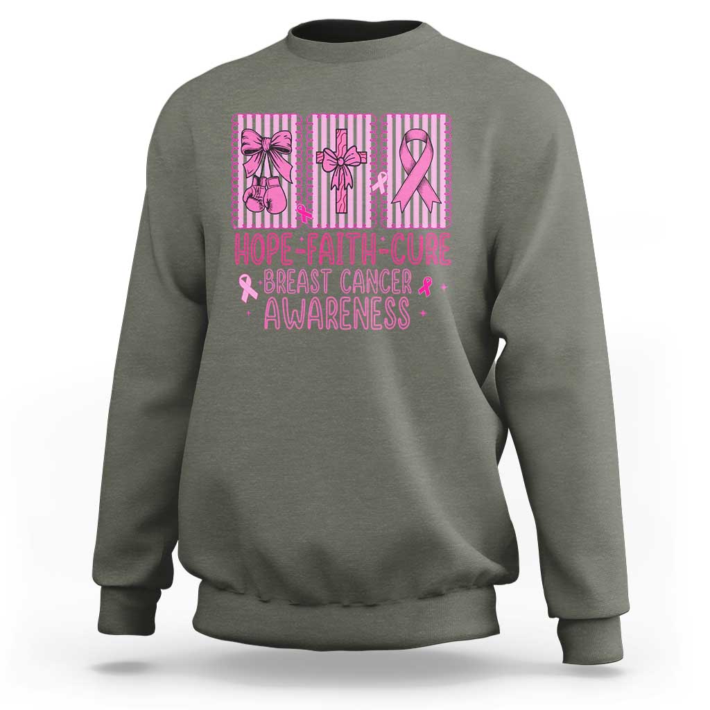 Hope Faith Cure Breast Cancer Awareness Sweatshirt Pink Ribbon Survivor Support Gift