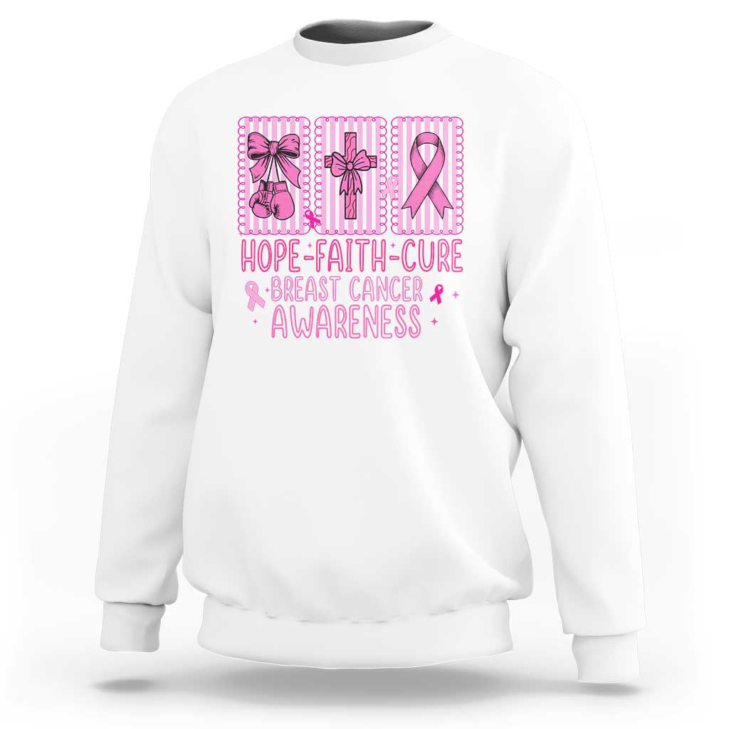 Hope Faith Cure Breast Cancer Awareness Sweatshirt Pink Ribbon Survivor Support Gift