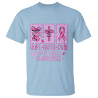 Hope Faith Cure Breast Cancer Awareness T Shirt Pink Ribbon Survivor Support Gift
