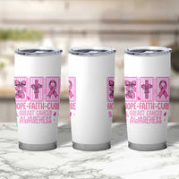 Hope Faith Cure Breast Cancer Awareness Tumbler Cup Pink Ribbon Survivor Support Gift
