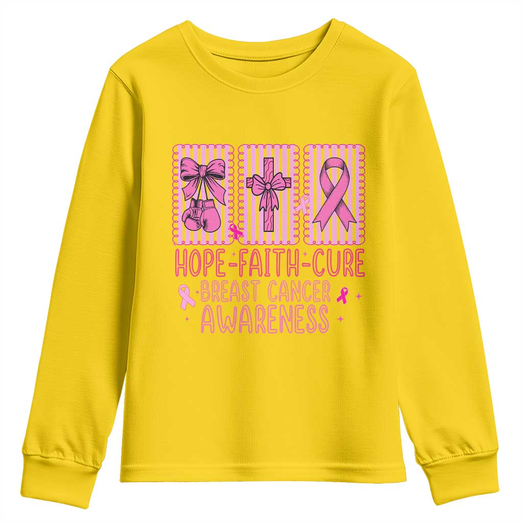 Hope Faith Cure Breast Cancer Awareness Youth Sweatshirt Pink Ribbon Survivor Support Gift
