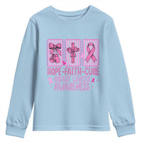 Hope Faith Cure Breast Cancer Awareness Youth Sweatshirt Pink Ribbon Survivor Support Gift