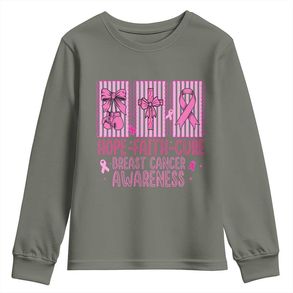 Hope Faith Cure Breast Cancer Awareness Youth Sweatshirt Pink Ribbon Survivor Support Gift