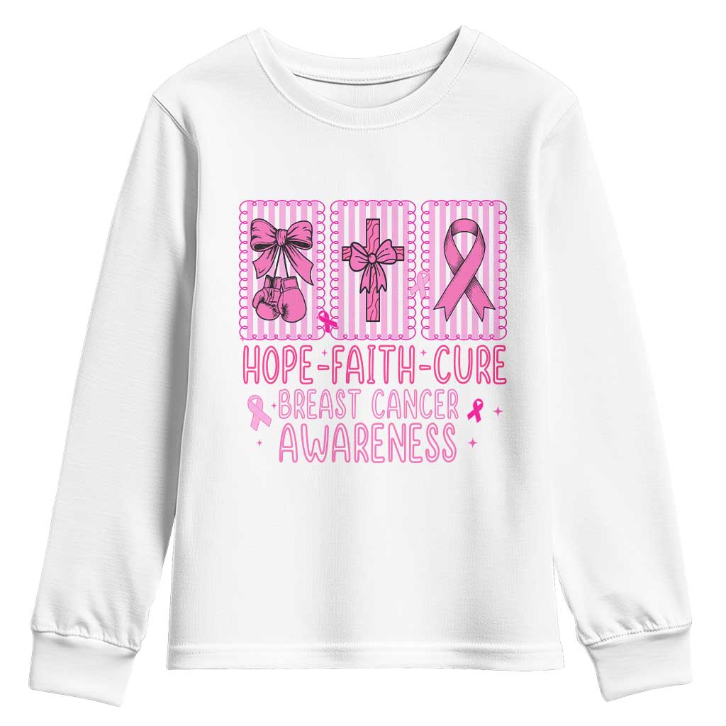 Hope Faith Cure Breast Cancer Awareness Youth Sweatshirt Pink Ribbon Survivor Support Gift