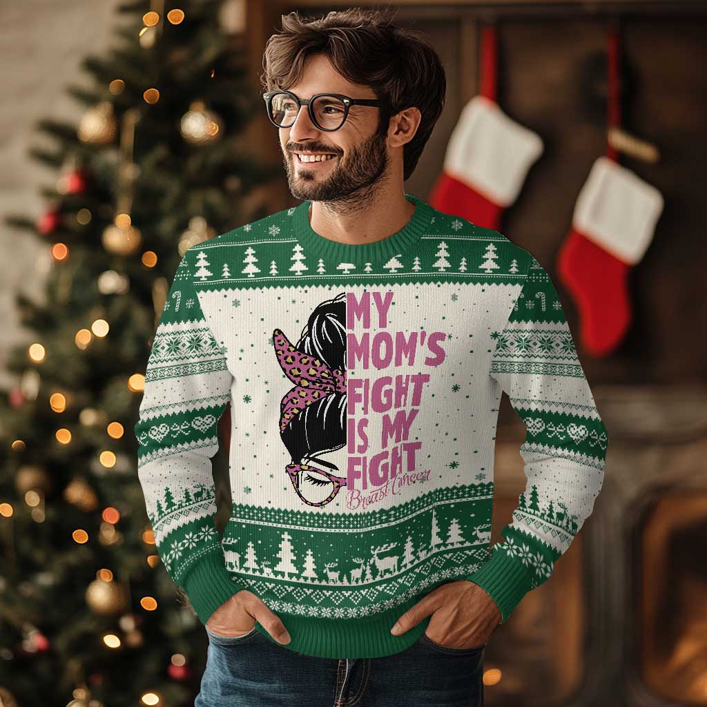Breast Cancer Support Ugly Christmas Sweater My Moms Fight My Fight
