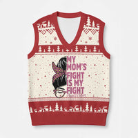 Breast Cancer Support V-Neck Knit Sweater Vest My Moms Fight My Fight