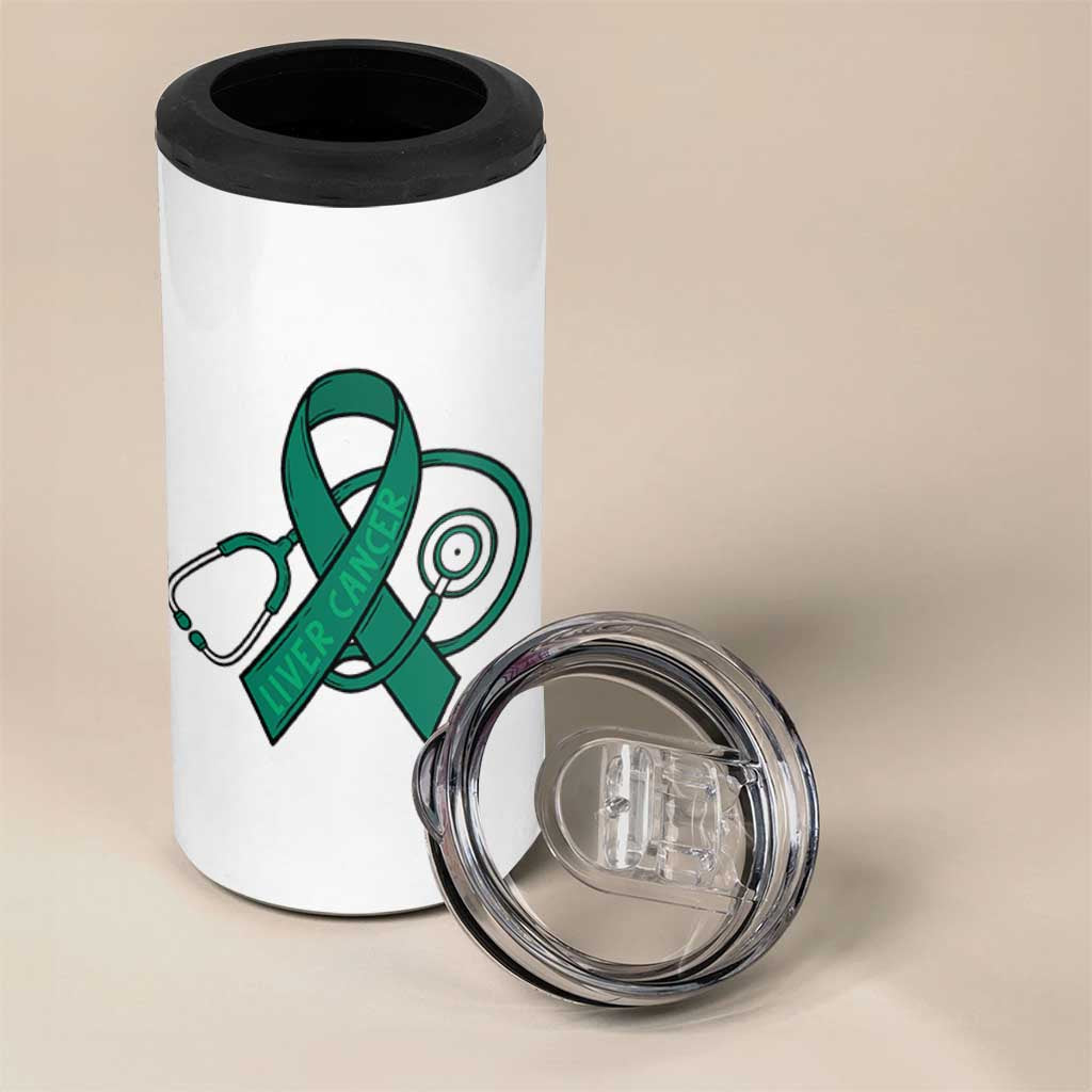 Liver Cancer Strong Nurse Warrior 4 in 1 Can Cooler Tumbler Stethoscope Healthcare Support Gift