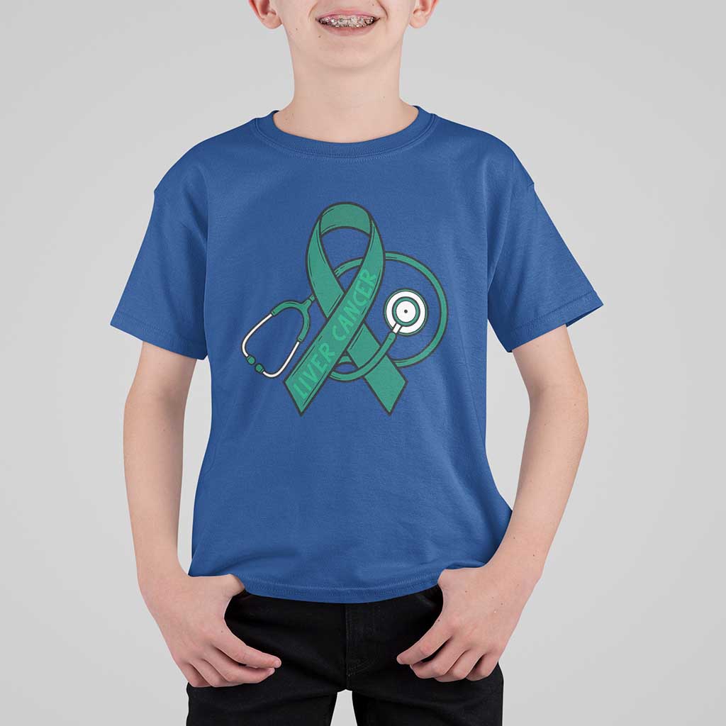 Liver Cancer Strong Nurse Warrior T Shirt For Kid Stethoscope Healthcare Support Gift