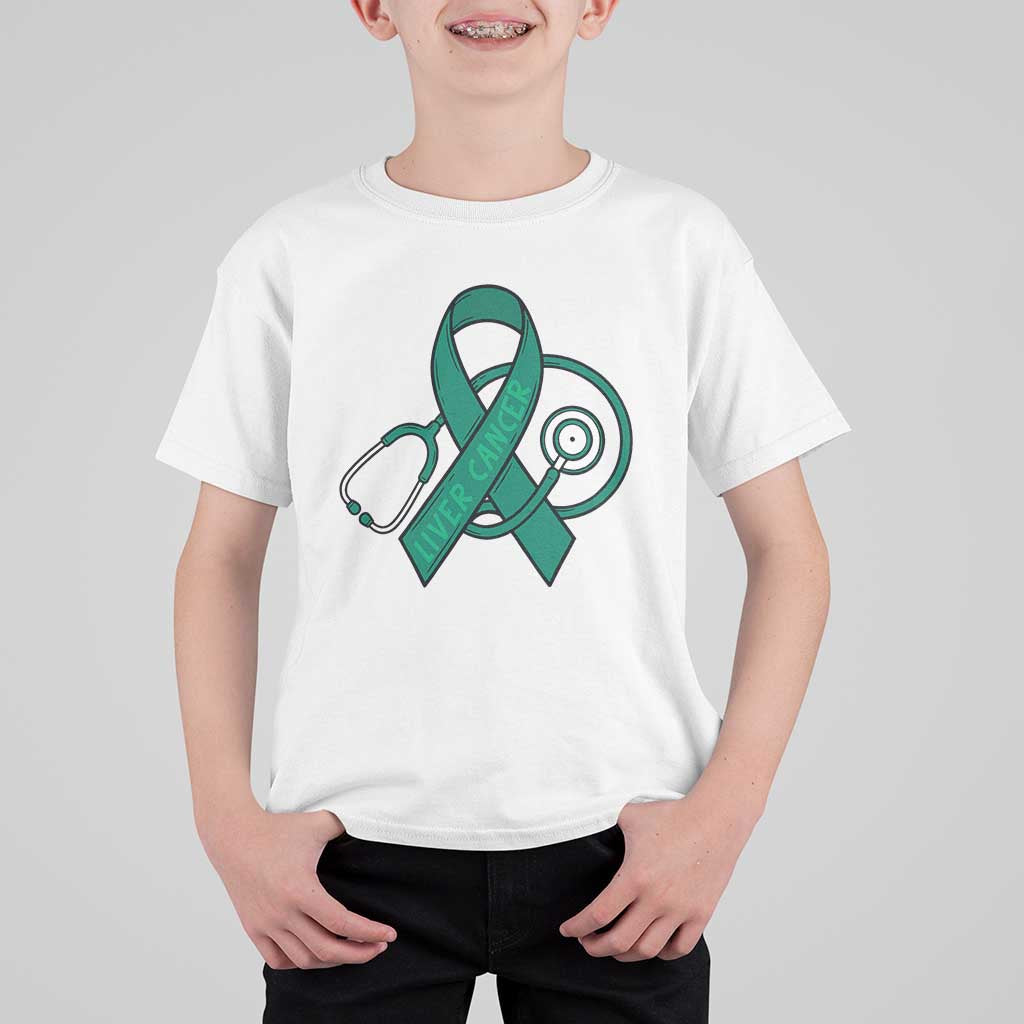 Liver Cancer Strong Nurse Warrior T Shirt For Kid Stethoscope Healthcare Support Gift