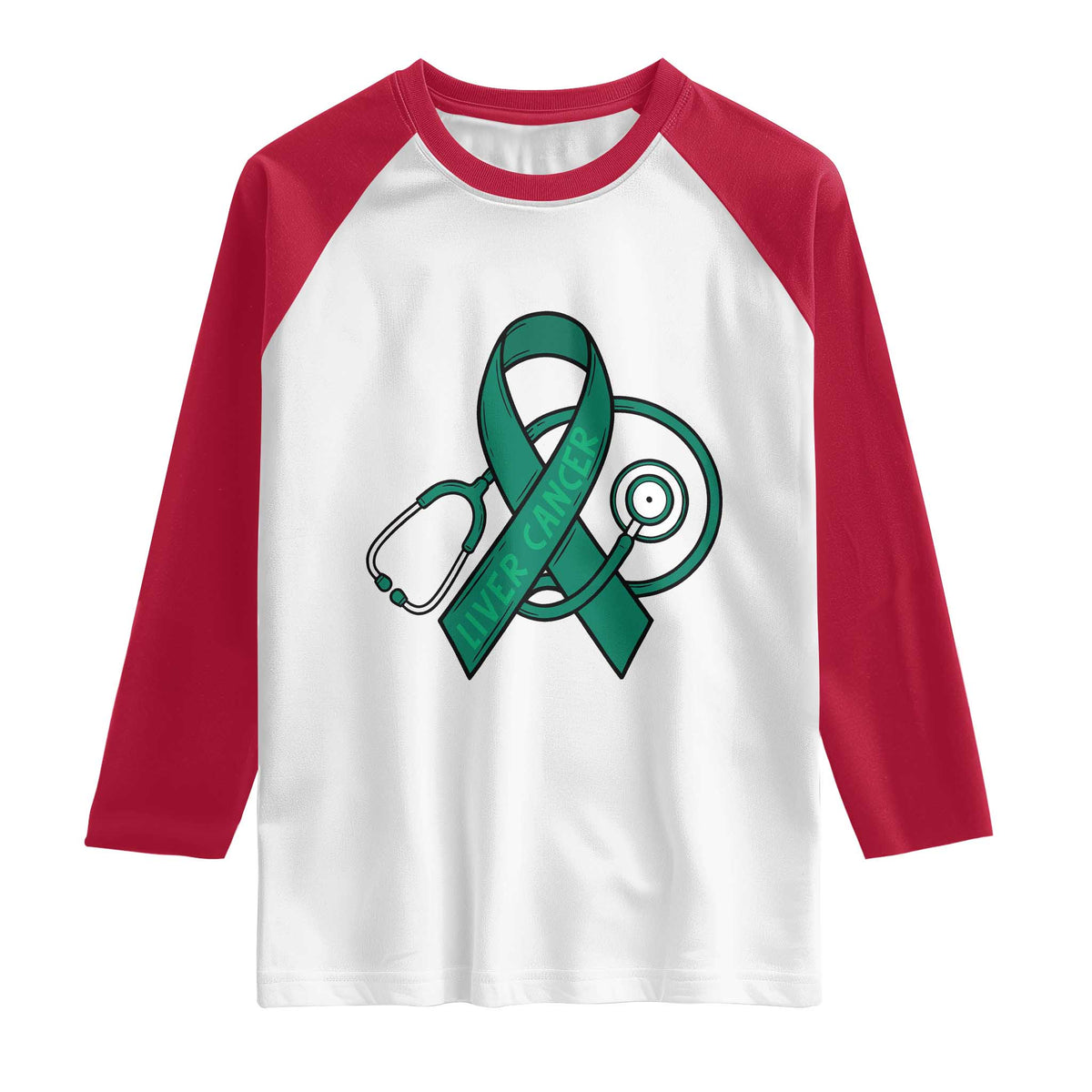 Liver Cancer Strong Nurse Warrior Raglan Shirt Stethoscope Healthcare Support Gift