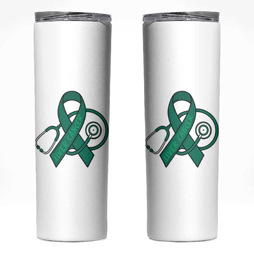 Liver Cancer Strong Nurse Warrior Skinny Tumbler Stethoscope Healthcare Support Gift