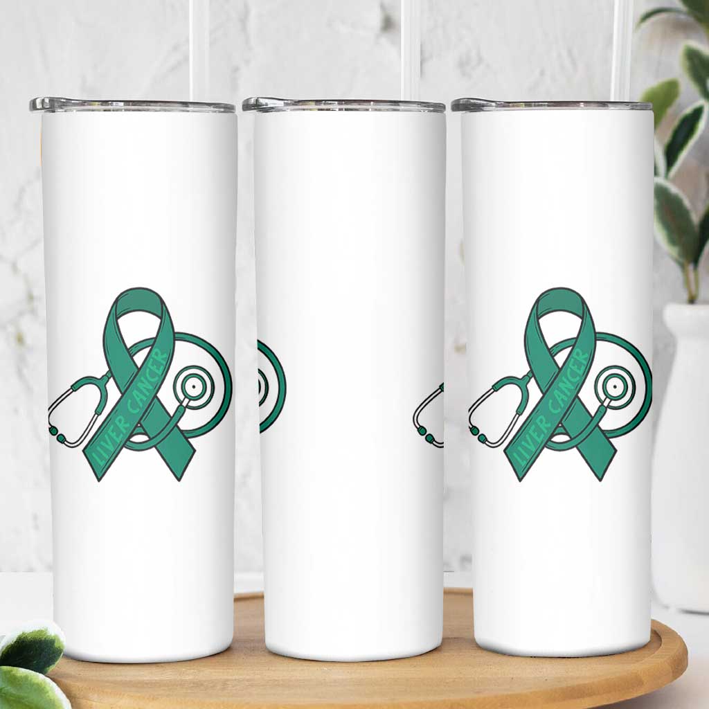 Liver Cancer Strong Nurse Warrior Skinny Tumbler Stethoscope Healthcare Support Gift