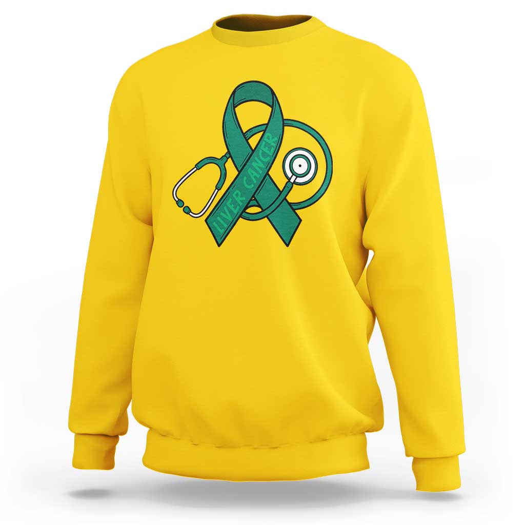 Liver Cancer Strong Nurse Warrior Sweatshirt Stethoscope Healthcare Support Gift
