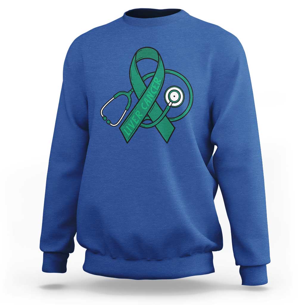 Liver Cancer Strong Nurse Warrior Sweatshirt Stethoscope Healthcare Support Gift
