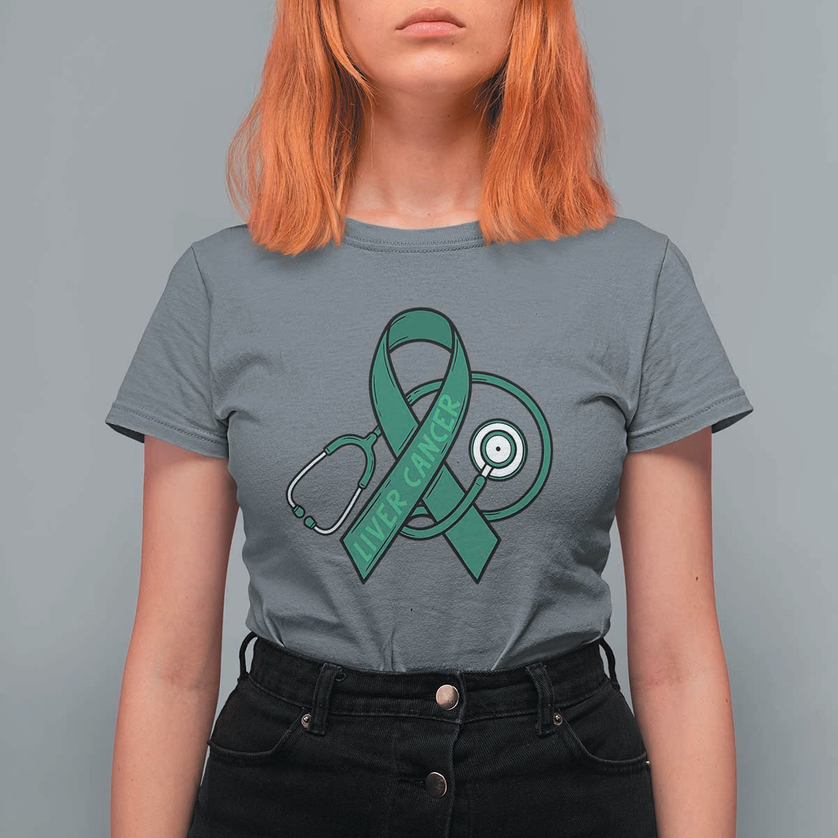 Liver Cancer Strong Nurse Warrior T Shirt For Women Stethoscope Healthcare Support Gift