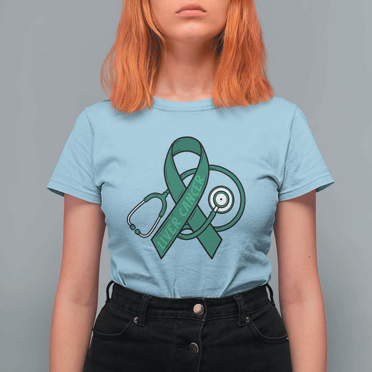 Liver Cancer Strong Nurse Warrior T Shirt For Women Stethoscope Healthcare Support Gift