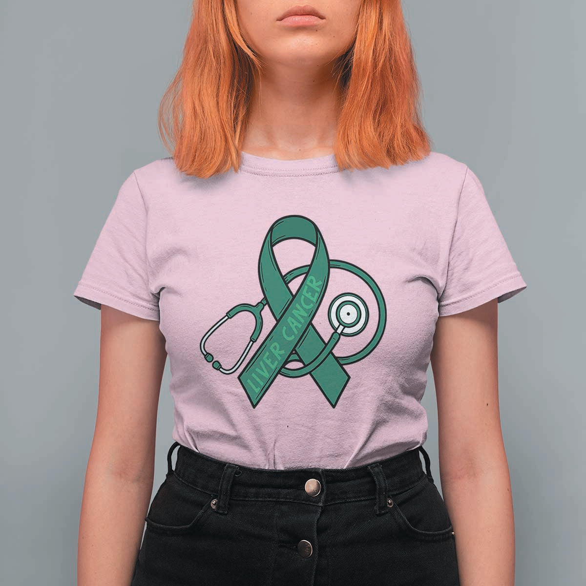 Liver Cancer Strong Nurse Warrior T Shirt For Women Stethoscope Healthcare Support Gift