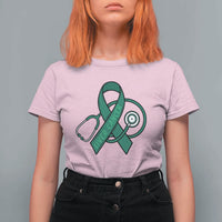 Liver Cancer Strong Nurse Warrior T Shirt For Women Stethoscope Healthcare Support Gift