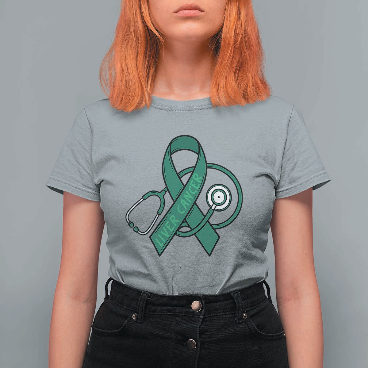 Liver Cancer Strong Nurse Warrior T Shirt For Women Stethoscope Healthcare Support Gift