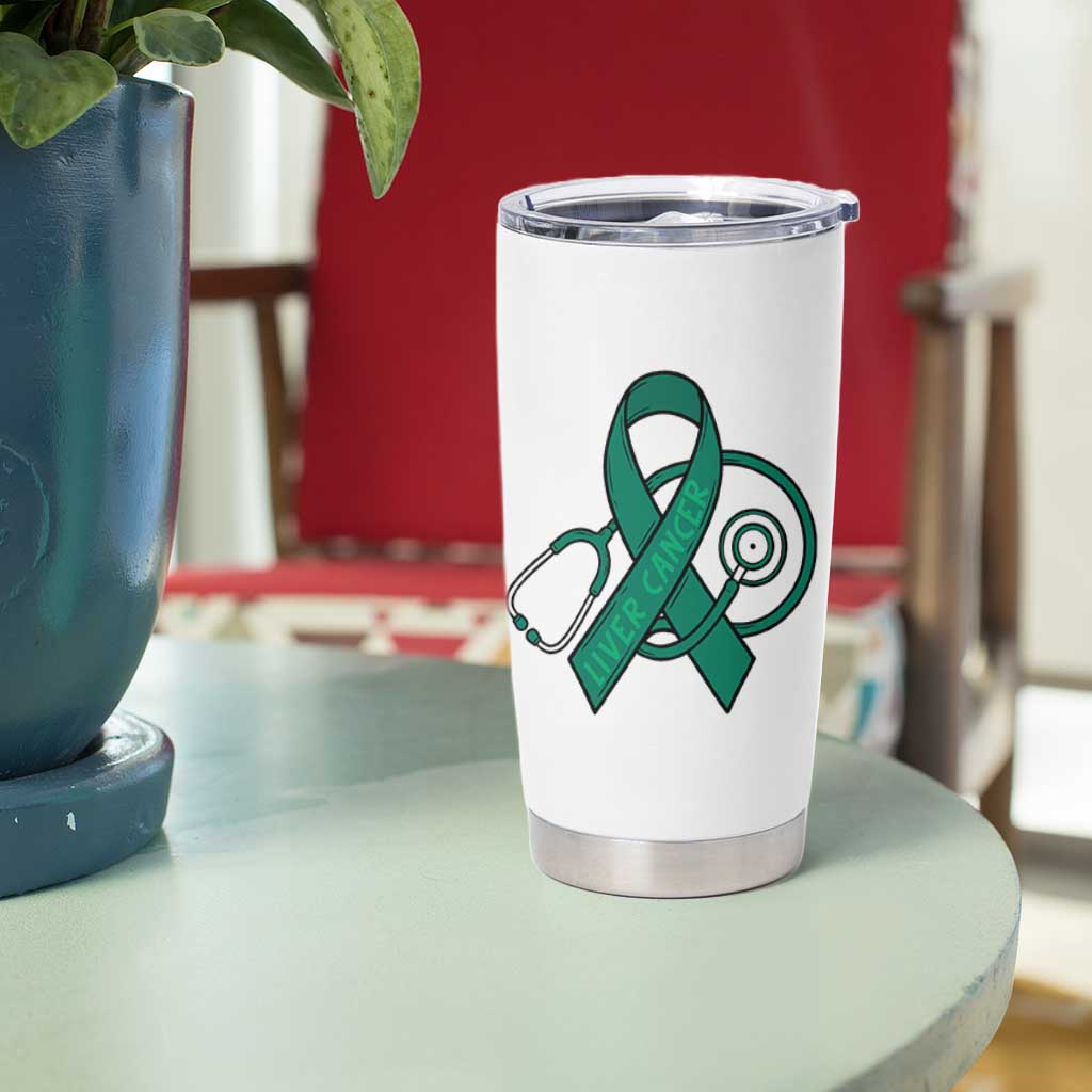 Liver Cancer Strong Nurse Warrior Tumbler Cup Stethoscope Healthcare Support Gift
