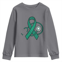 Liver Cancer Strong Nurse Warrior Youth Sweatshirt Stethoscope Healthcare Support Gift