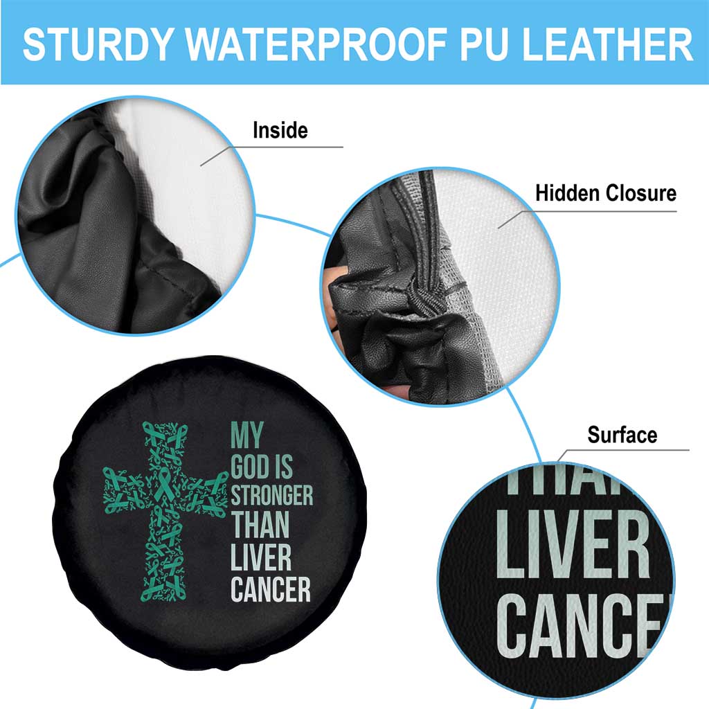 My God Is Stronger Than Liver Cancer Spare Tire Cover Faith Hope Support Gift