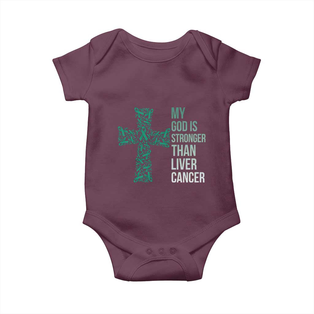 My God Is Stronger Than Liver Cancer Baby Onesie Faith Hope Support Gift