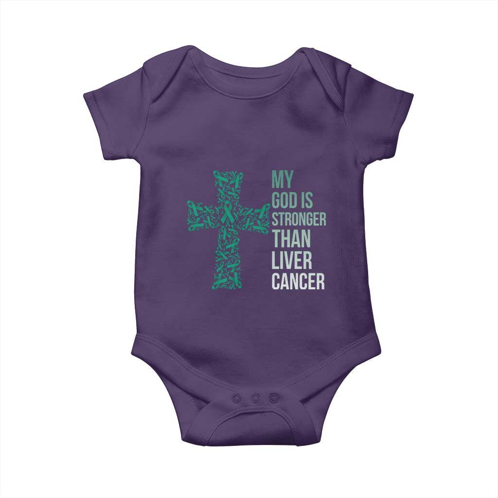 My God Is Stronger Than Liver Cancer Baby Onesie Faith Hope Support Gift