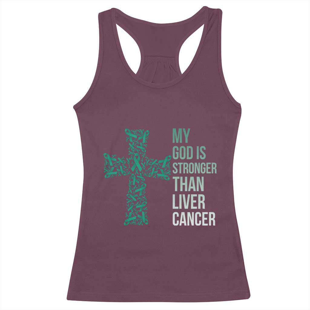 My God Is Stronger Than Liver Cancer Racerback Tank Top Faith Hope Support Gift