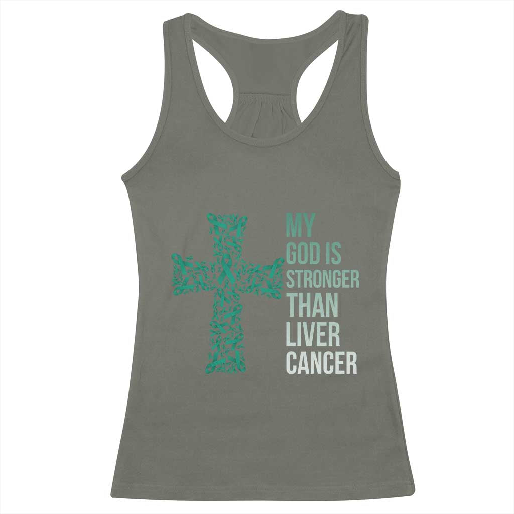 My God Is Stronger Than Liver Cancer Racerback Tank Top Faith Hope Support Gift