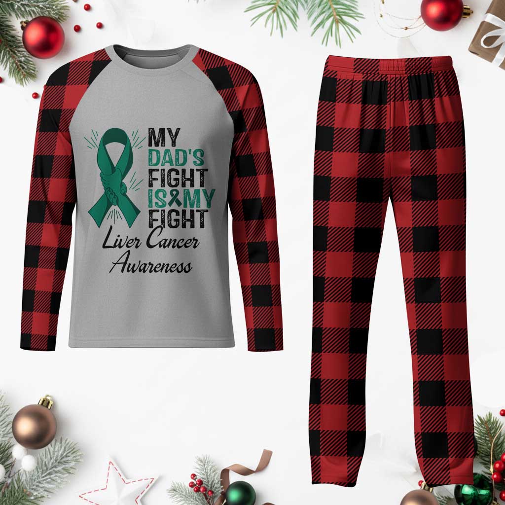 Liver Cancer Support Warrior Gift Plaid Pajama Set My Dad Fight My Fight