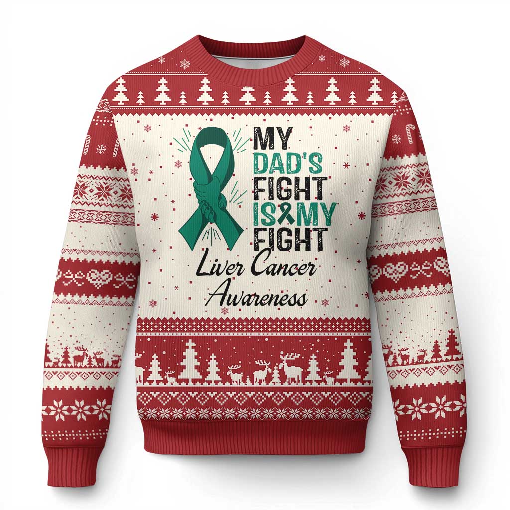 Liver Cancer Support Warrior Gift Ugly Christmas Sweater My Dad Fight My Fight