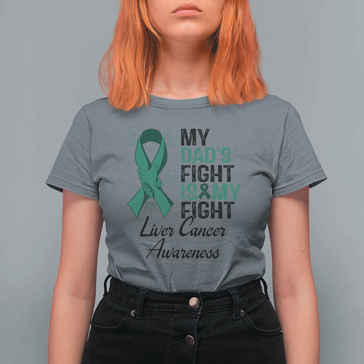 Liver Cancer Support Warrior Gift T Shirt For Women My Dad Fight My Fight