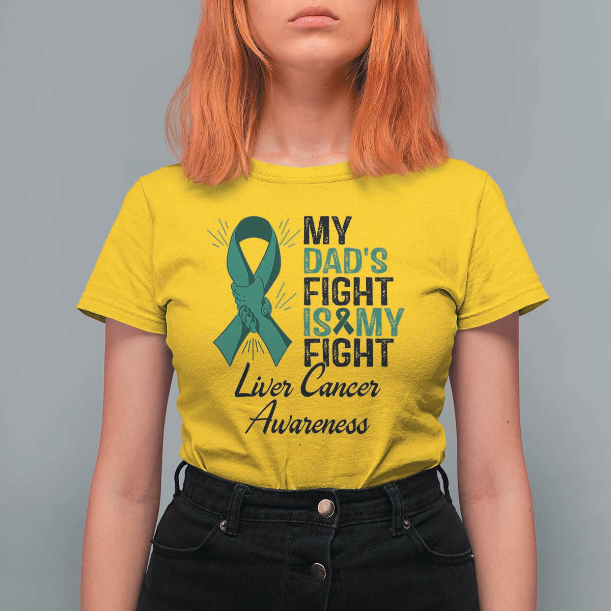 Liver Cancer Support Warrior Gift T Shirt For Women My Dad Fight My Fight