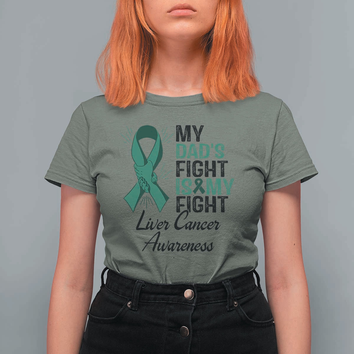 Liver Cancer Support Warrior Gift T Shirt For Women My Dad Fight My Fight