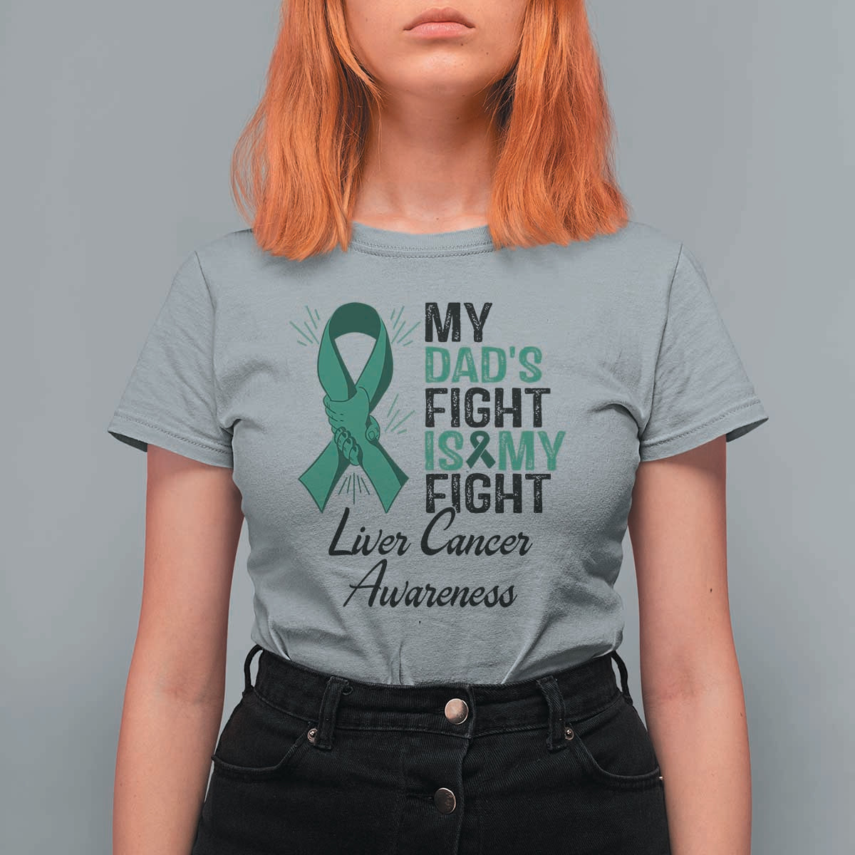Liver Cancer Support Warrior Gift T Shirt For Women My Dad Fight My Fight