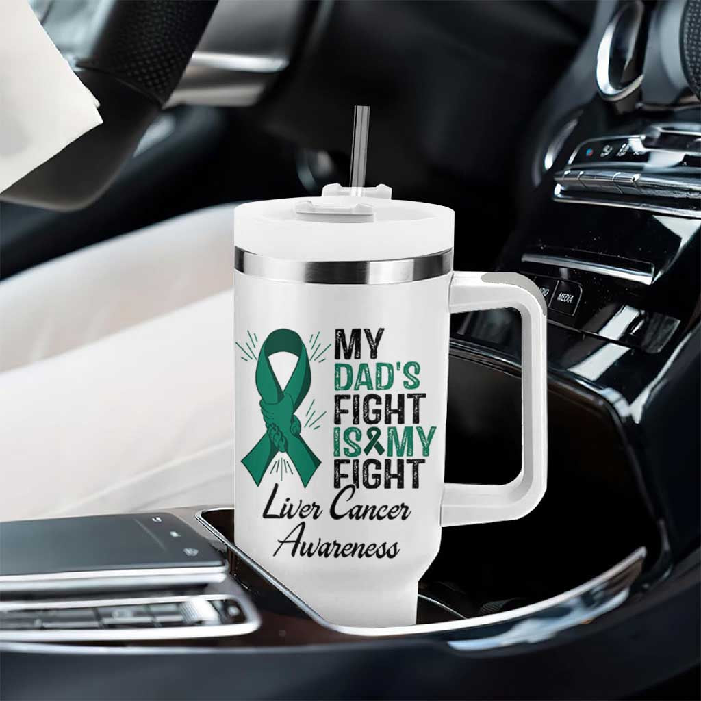 Liver Cancer Support Warrior Gift Tumbler With Handle My Dad Fight My Fight