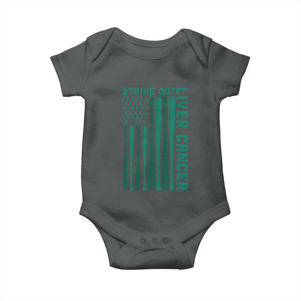 Strike Out Liver Cancer Baseball Baby Onesie American Flag Support Gift